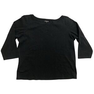 Eileen Fisher Womens 3/4 Sleeved Top Shirt Size LARGE Black L